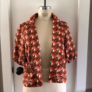 J Crew Cape style colorful jacket. One top button.